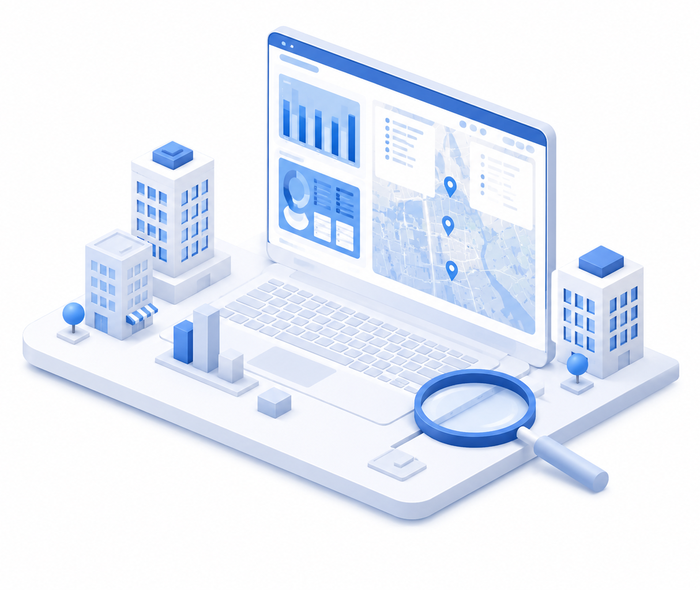エリアダッシュボードを表示したノートパソコンのイラスト