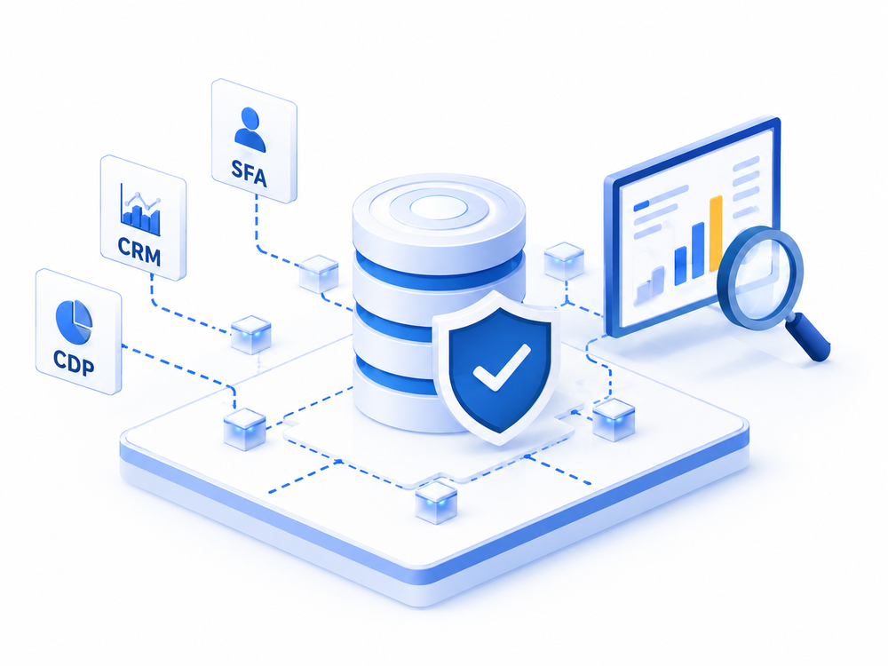 SFA・CRM・CDPと連携する企業データベースのイラスト